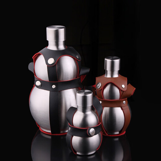 304 stainless steel wine bottle wine gourd 1 Jin Jin equals 0.5 kg 2 Jin Jin equals 0.5 kg 3 Jin Jin equals 0.5 kg 7 Jin Jin equals 0.5 kg Outdoor portable wine bottle household small wine kettle W True color 2 Jin Jin equals 0.5 kg Equipped with leather case + funnel + wine glass