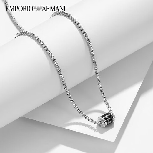 Armani necklace fashion bead transfer bead small waist clavicle chain necklace EGS2844040 men's black