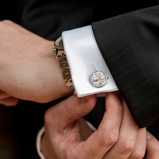NOSSKISS international luxury brand rotatable mechanical gear cufflinks men's high-end movement cuff nails customized light luxury gift silver round movement cufflinks