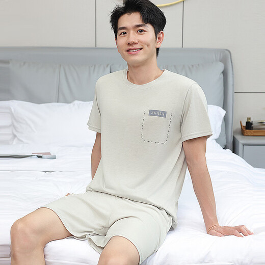 Pyjamas TTPMER pour le coton d'été masculin à manches courtes plus minces de vêtements de maison décontractés chinois minces peut être porté à l'extérieur de 9928 [H SUIS à manches à manches courtes pour hommes] 175 L [Recommandé 100-130 Jin [Jin est égal à 0,5 kg]]]]