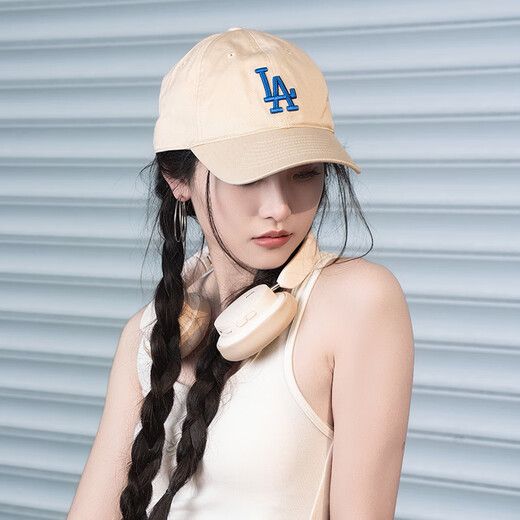 MLB official men's and women's hats soft top baseball cap casual baseball cap outdoor sports summer sun hat Chinese Valentine's Day gift Los Angeles Dodgers/Beige/66 One size F