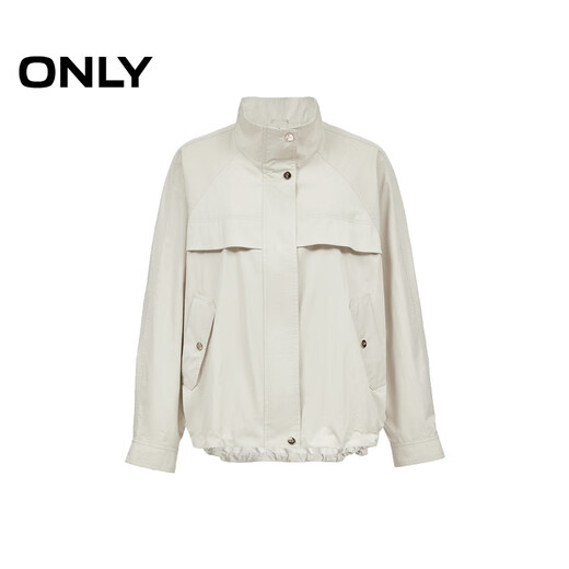 ONLY2025 new autumn style handsome solid color stand-up collar raglan sleeve loose jacket for women|125336005 A04 light gray M