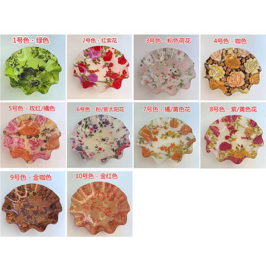咏幻A694果盘彩花圆盘果盘有机玻璃盘子盘水果碎花22cm a694-3号色-粉色荷花22cm 49055