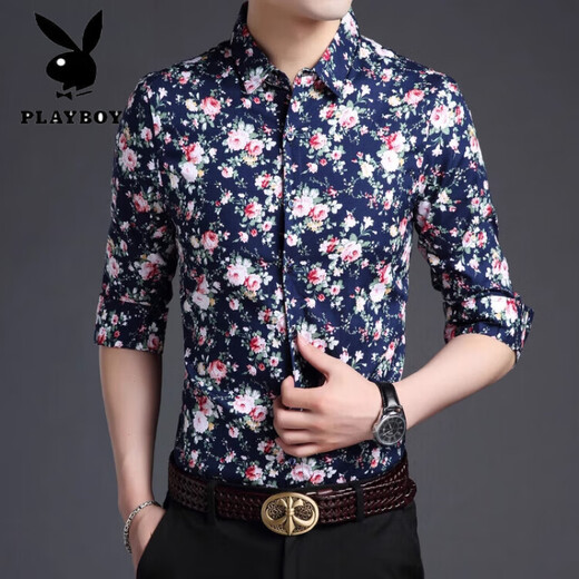 
Playboy (PLAYBOY) middle-aged and young shirts for men's spring and autumn trend floral Korean style shirts, cotton long sleeves, 2025 new long sleeves [long sleeves] 9902 red M 165[105Jin[Jin equals 0.5 kg]-120Jin[Jin equals 0.5 kg]]