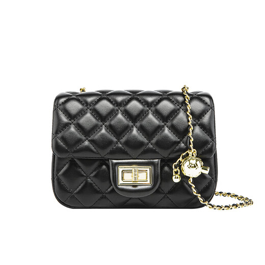 CALCULAT/KEEN small fragrance style bag 2025 summer new square fat women's bag feeling niche diamond chain crossbody small bag black