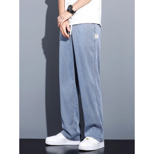 Mit reinem Yishion Qiying Store Tiansi Jeans Sommer-Sommer-Dünnmodemarke gerade losen Männern Wide Legs 1048# Blue M 90-110jin [Jin ist 0,5 kg]