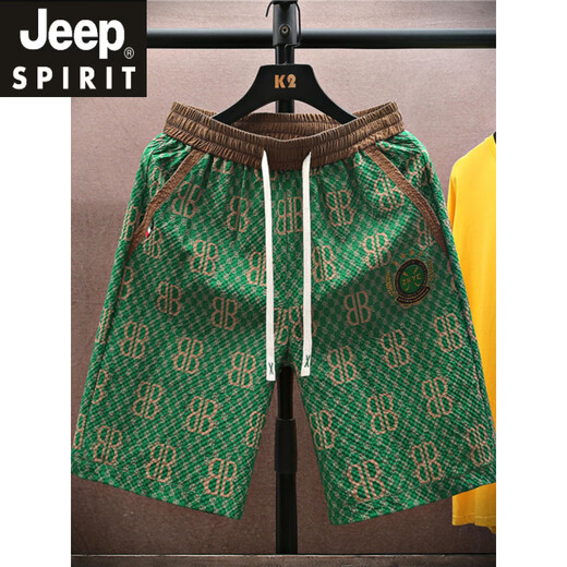 Jeep Spirit Jeep Sommer Ice Silk Casual Shorts Herren trendige Basketballhosen Lose und coole Crop Hosen Beachhose Herrenkleidung AY831 Black L (ca. 105 ~ 120 Jin [Jin gleich 0,5 kg] kann getragen werden)