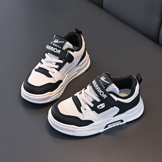 Huili children's shoes, low top mesh panel shoes, small white shoes, boys and girls sports shoes, WZCL1345 white and black 35