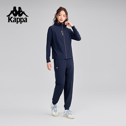 
Kappa back-to-back sports jacket new hooded knitted cardigan for women casual cool K0F42MK40 FZ Dark Night Blue Black-906 S