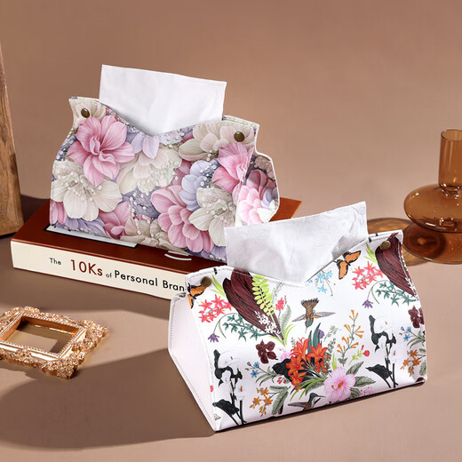 Retro style European and American cute cosmetics storage bag for men and women that can hold tissue bags and bags, pink flower sea