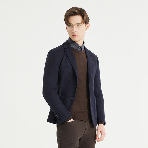Lilang Sheep Wool 100% Wool Suit Jacket Men's Slim Slim Elastic Autumn 2025 New Suit Men's Singles Tibetan Blue (24QDX221SA) 170A