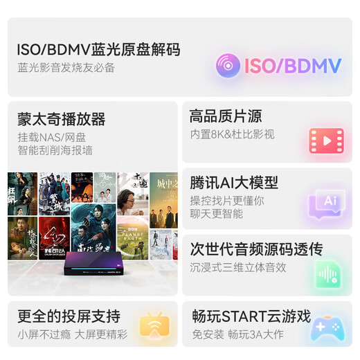 腾讯极光盒子5X 全程8K电视盒子 智能网络机顶盒 杜比视界高清蓝光云盘硬盘播放机 无损音乐播放器