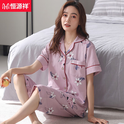 Hengyuanxiang Pajamas's 2025 Nuevo algodón de algodón puro de verano delgada de manga corta Pantalones de manga corta de mediana edad y ancianos