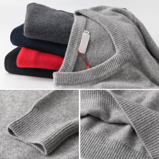Hengyuanxiang 100% worsted wool sweater men's thickened sweater solid color bottoming wool sweater mid-collar navy 175