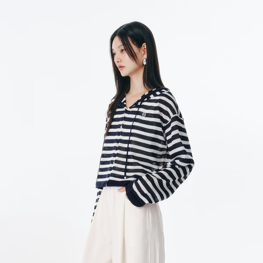 Peacebird [même modèle dans le centre commercial] Vêtements féminins 2025 Summer New Rinkle-Anti-Line Cardigan A3EDF2629 Blue XL 170