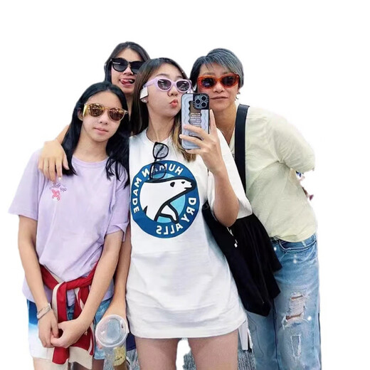 Lee Kids Japanische amerikanische trendige Marke Human Dragon Jahr Limited Kurzärmelige Männer Paar Sommer Cartoon Tier T-Shirt Frauen Top 3892 Black M