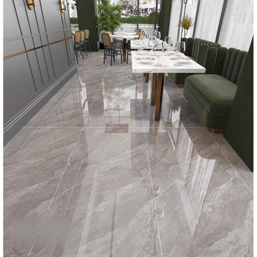 
He Jiagong's whole body marble tiles 1200X600 wall tiles glossy gray living room floor tiles Foshan new large panel background wall Karaka white 12804 600*1200