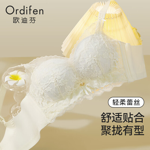 Oudifen underwear for women with small breasts, push-up, rim-less bra, hyaluronic acid nourishing hole cup, side-closed sexy lace bra