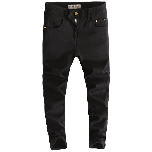 Chiarmania European Pure Black Jeans Frühling und Sommer schlanke Füße Straight Hosen vierseitige Stretch Casual Hosen 683 Schwarzer regulär 28 [Taillenumfang 2 Fuß 1]