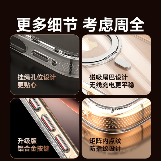 Suoying [boutons de la caméra AI | Bracket rotatif] Applicable à Apple iPhone 16 Promax Case Pleft Magsafe transparent transparent complet