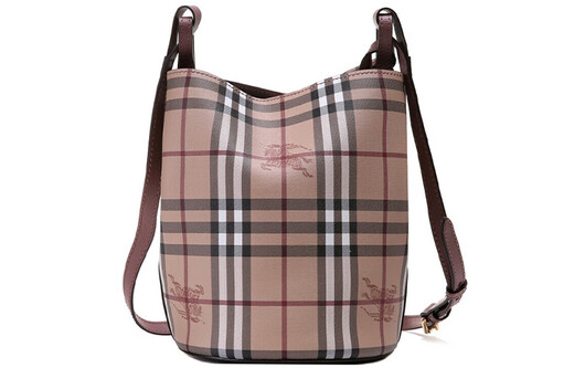 BURBERRY (BURBERRY) war horse print classic check leather bucket bag shoulder bag crossbody bag regular women's style nude color basic package (bag + dust bag)