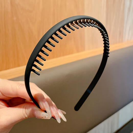 Qianshengyuan black headband for face washing, invisible face washing headband, non-slip and anti-fall headband, hair tie with teeth, anti-slip pressure hairpin, main picture black, cost-effective 4 pieces