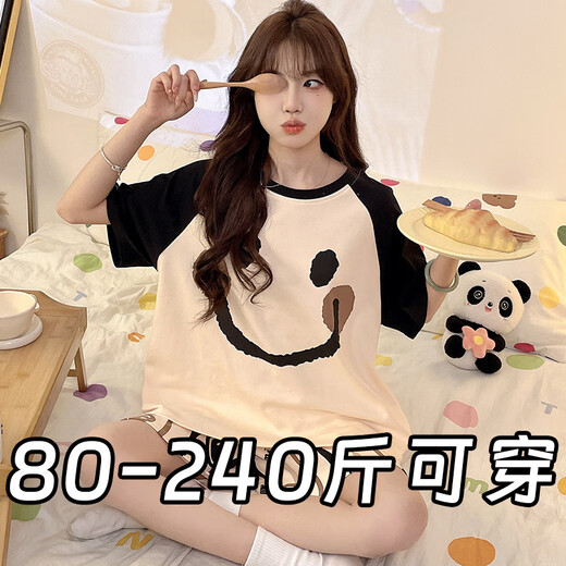 Heyu Summer Pyjamas Frauen kurzärmelige Shorts Großer Größe Süßes Cartoon Loose Ins Schlafsaal Schüler gedrucktem Hausbekleidungsset 695 Jumping Dog [Kurzärärmel-Shorts] M [80-90jin [Jin gleich 0,5 kg]]]