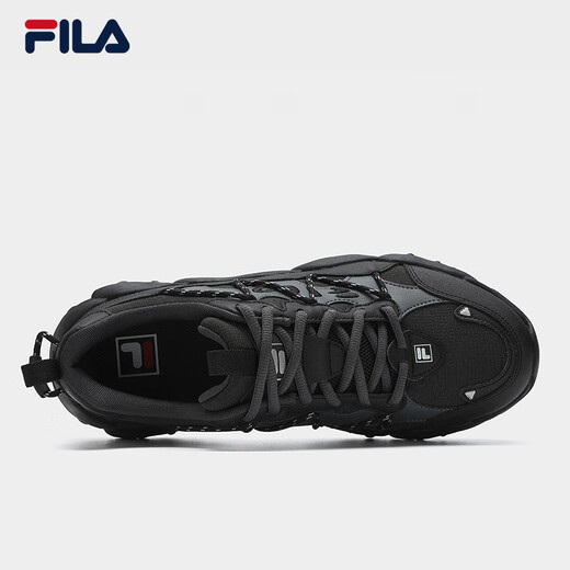 FILA Official Men's Shoes FLUID 6 Retro Sports Shoes 2025 Winter New Cat Claw 6th Generation Casual Dad Shoes Black/Shadow Black Gray-BD 42