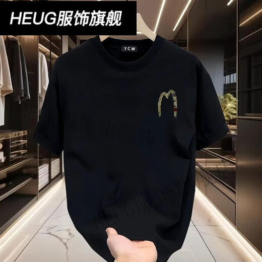 HEUG枫善服饰新款美式复古创意印花宽松男女圆领重磅f短袖休闲上 白色AB1699前后-M网点 ##&_ M 建议110130##*
