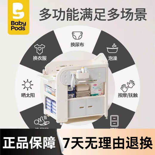 babypods尿布台宝宝护理台新生婴儿床多功能移动换尿布幼儿洗澡台浴盆硅胶 [智能感温]抑菌浴盆