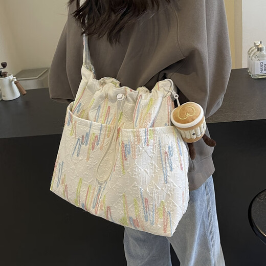 
viney's new canvas bag women's bag large capacity crossbody bag commuting birthday gift for girlfriend and wife [white] practical light luxury shoulder bag fashion brand high-end versatile casual tote bag