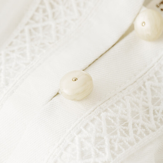 InMAN French embroidered short-sleeved white shirt 2025 summer high-end temperament fashionable and versatile loose thin shirt Yunduobai L