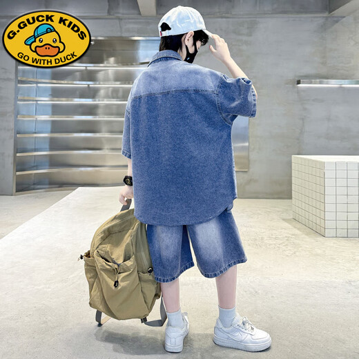 G.Duckkids Boys Summer Suit 2025 Новый джинсовый модный корейский стиль детей среднего возраста.