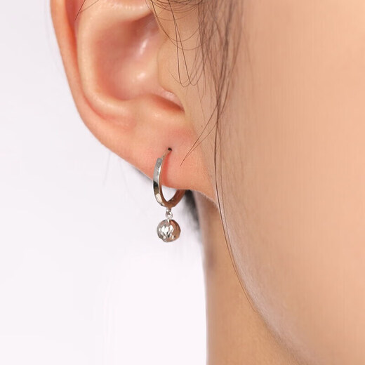 Zokai PT950 platinum earrings, round earrings, simple and versatile Chinese Valentine's Day gift E01981