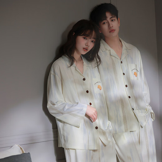Princess Mark 2025 new female Korean style home clothes can be worn outside couples pure cotton pajamas men's spring and autumn casual suit HZ2917-couple female style L