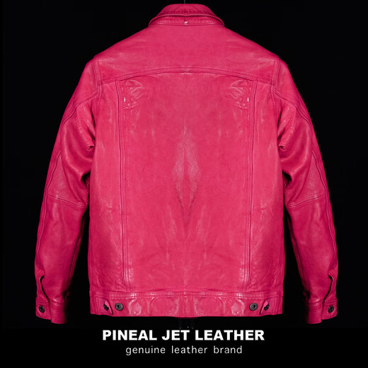 PJL new men's washed wrinkled sheepskin denim color 507 leather jacket Peacock Blue M (125Jin Jin is equal to less than 0.5kg)