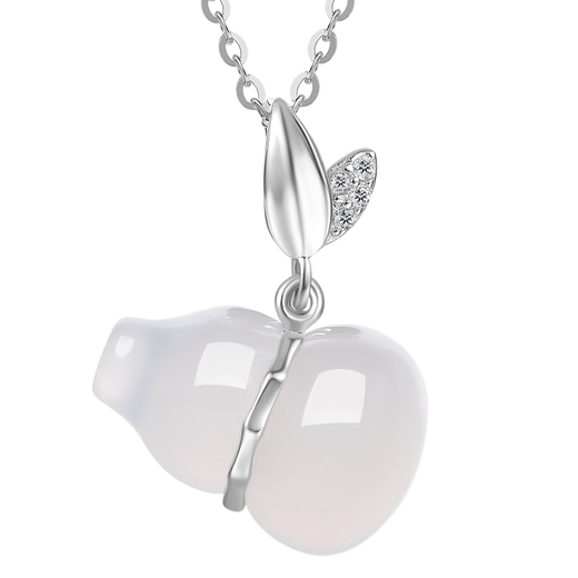 Saturday Fu Fulu Gourd Pendant Women's S925 Silver Necklace Auspicious Chalcedony Pendant Birthday Gift J0612306 40+5cm