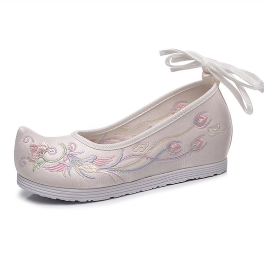 Jin [Jin entspricht 0,5 kg] Chinesische Kostüm bestickte Schuhe für Frauen, Rock im alten Stil Pferdegesicht, XiUhe-Schuhe, altes Kostüm, aufrechter Kopf, vielseitige Student-Tanz-Frauen-Single-Schuhe, Vögel huldigen dem Phoenix 38 38
