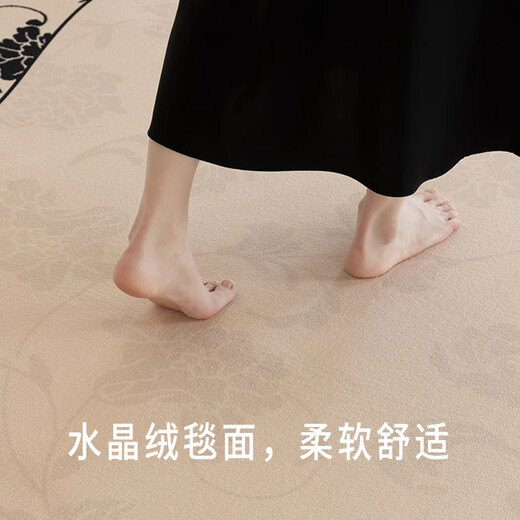 Muni Carpet Living Room 2025 New Bedroom Washable and Wipable Floor Mats Middle-Classic Style Sofa French Retro Special-Shaped Irregular Berlin Flowers 140*200cm