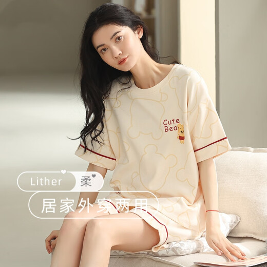 
Pioneer 2025 new style Woodpecker summer pajamas for women pure cotton short sleeve shorts thin sweet home clothing two-piece set YZT9859 short sleeve set XL code [recommended 120-140Jin [Jin equals 0.5 kg] wear] average size