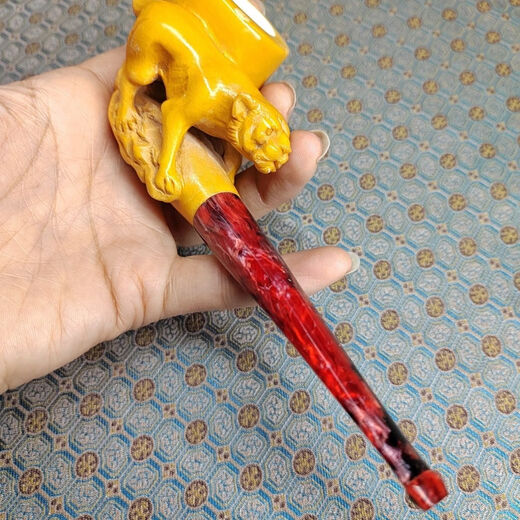 古耐奥烟斗3881号立体老虎号角大直斗土耳其进口海泡石原石大师手工雕刻