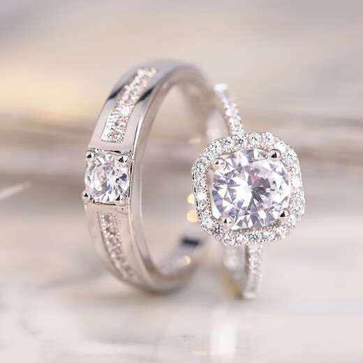 Nianfu wedding rings, simulated fake rings, wedding props, diamond ring openings, adjustable Chinese Valentine's Day gift, couple rings, 2 rings + 2 single ring boxes