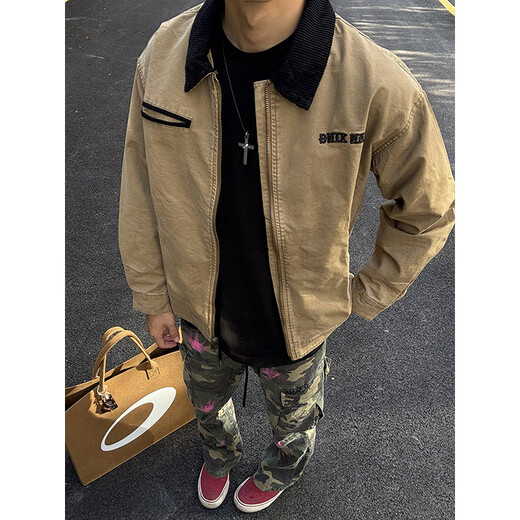 Katuchi American retro cleanfit work jacket men's early autumn high-end handsome loose coach jacket top khaki 2XL