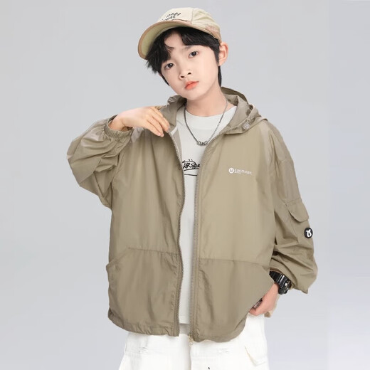 Boys' summer sun protection clothing jacket 2025 new summer children's sun protection clothing thin section medium and large children's summer style trendy CQS-T906 gray 150