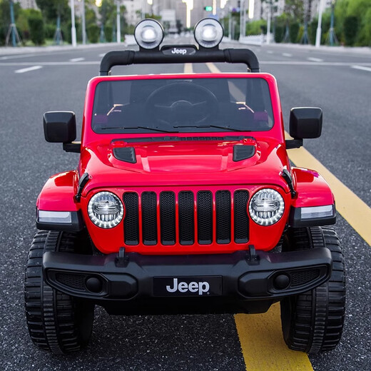 Dake JEEP Jeep authorized children's electric car baby four-wheel four-wheel drive off-road toy children can sit on the remote control car top with white + four-wheel drive