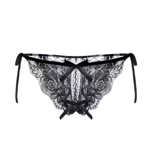 Sexy thong girl one-thread French lace panties transparent thin seamless low-waist hot t-pants simple red one size 80-120Jin Jin is equal to 0.5 kg