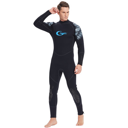 Swimming speed (Yon sub) new product deep diving suit frogman 5MM semi-dry long-sleeved one-piece warm and cold-proof jellyfish suit for men and women black S _50kg