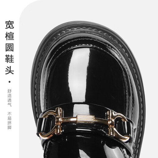 意尔康童鞋秋季女童公主鞋开学必备儿童黑皮鞋防滑学生皮鞋表演鞋黑色34