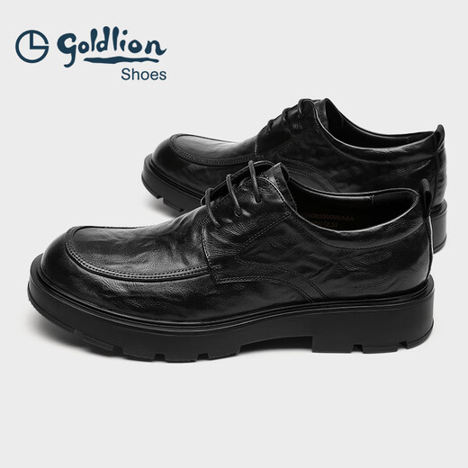 Goldlion men's shoes 25 early autumn new thick-soled business derby shoes commuter formal shoes G508530095AAA black 40