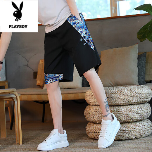 Playboy (Playboy) Pure Cotton Leinen 5-Punkte-Shorts Herren Sommer Trendy Marke Lose chinesische Stil lässige 5-Punkte-Hose für Jugendliche vielseitige Sporthosen mit mittlerer Reichweite. 833 Beige M.